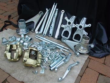 Suspension parts as they arrived back from the Zinc plater.  Everything was thoroughly cleaned and bead blasted before being zinc plated.  Good preparation ensures a quality final result.